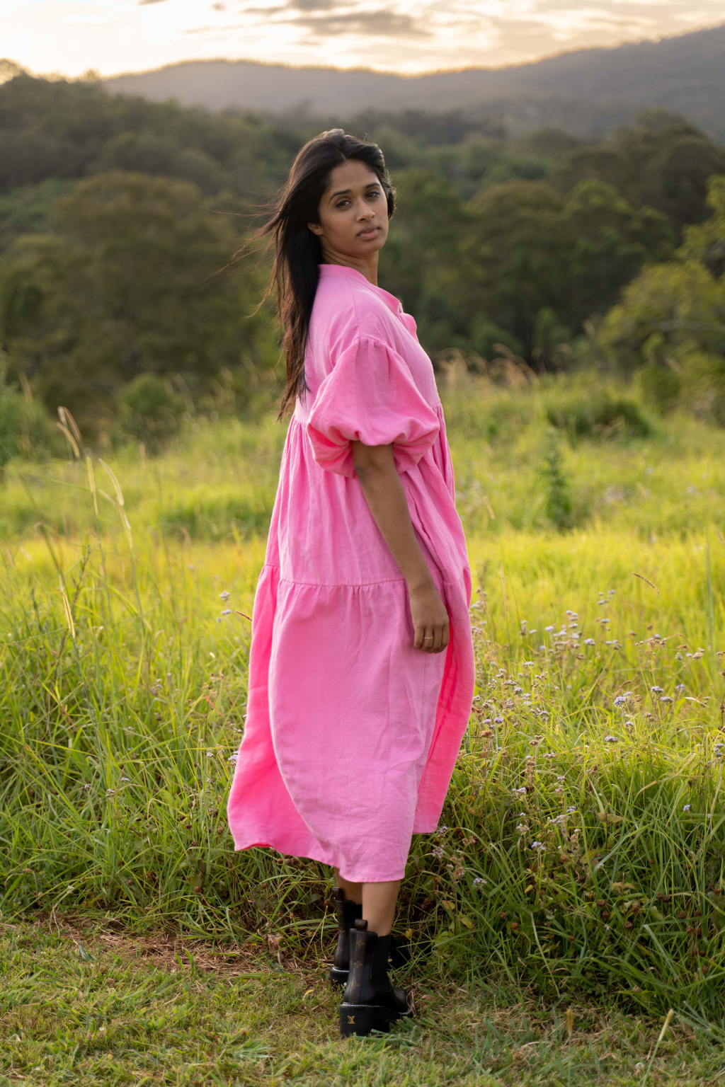 The Sirima Dress ~ Candy (Mid-weight Linen)