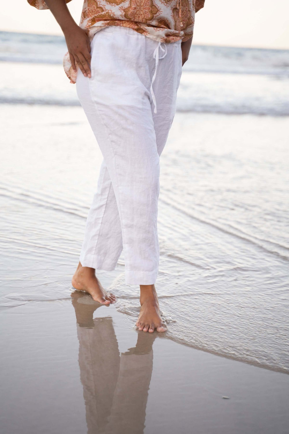 The Ananda Linen Pants - White Pants Luna + Sun the Label 