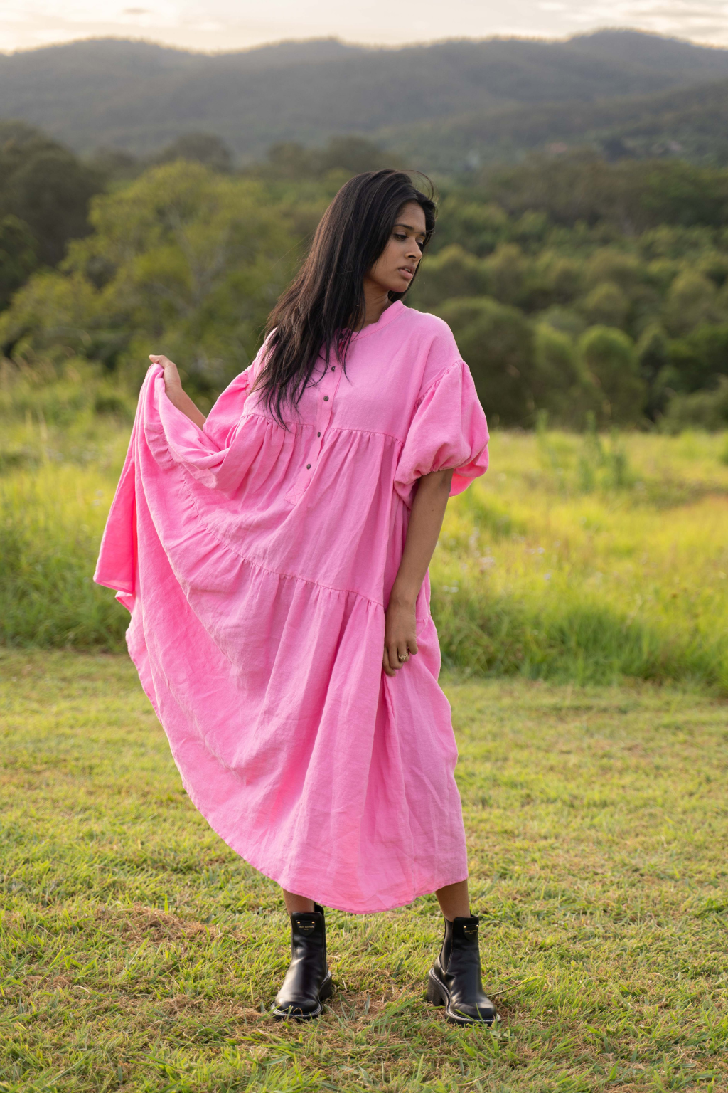 The Sirima Dress ~ Candy (Mid-weight Linen)