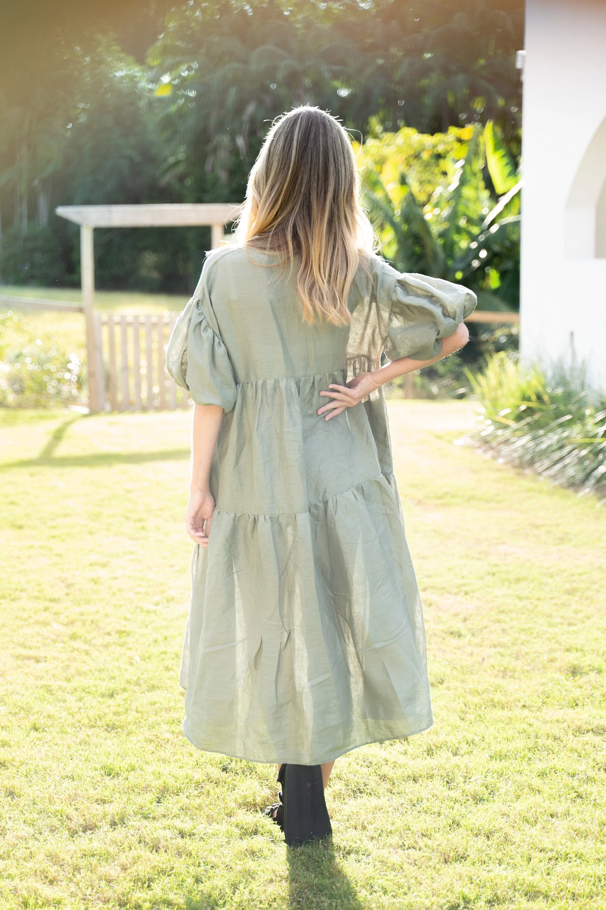 RENTAL - The Sirima Dress ~ Seaweed (Lightweight Linen)