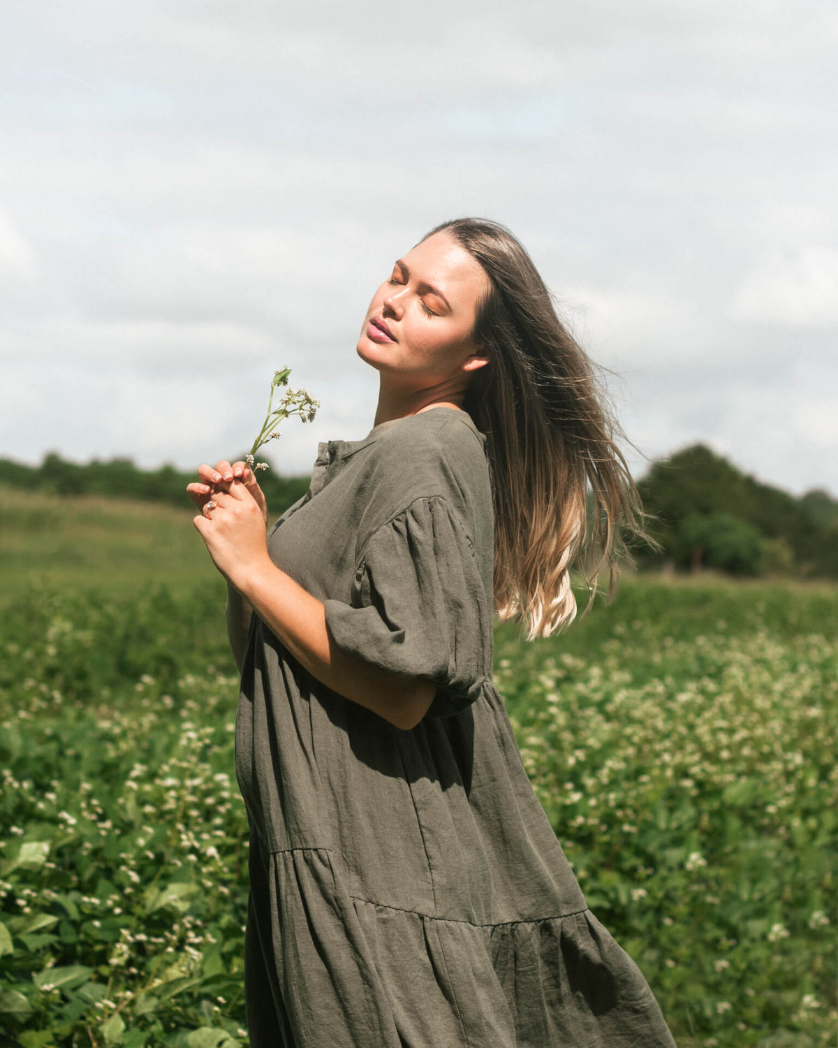 The Sirima Dress ~ Olive (Mid-weight Linen)